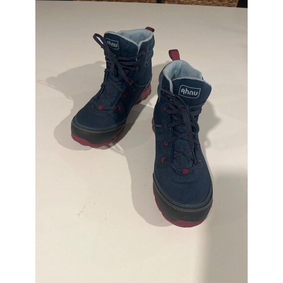 Ahnu Womens Waterproof Hiking Boots Size 11 Blue & Red With Vibram Outsole - Picture 1 of 9